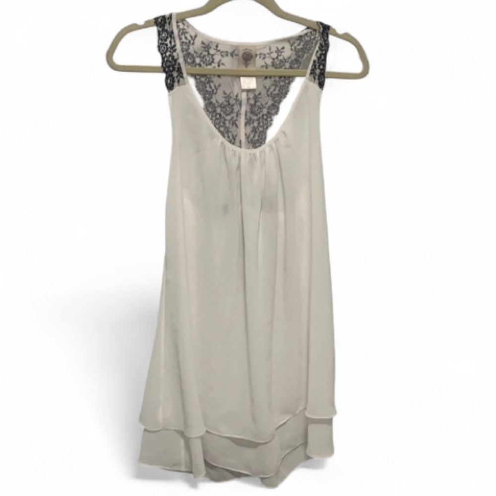 In Bloom by Jonquil White Black Lace Layered Hem Mini Sleep Dress